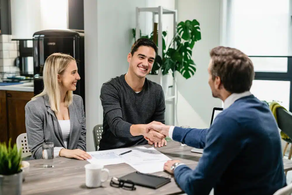 Certified debt consultant meeting with clients
